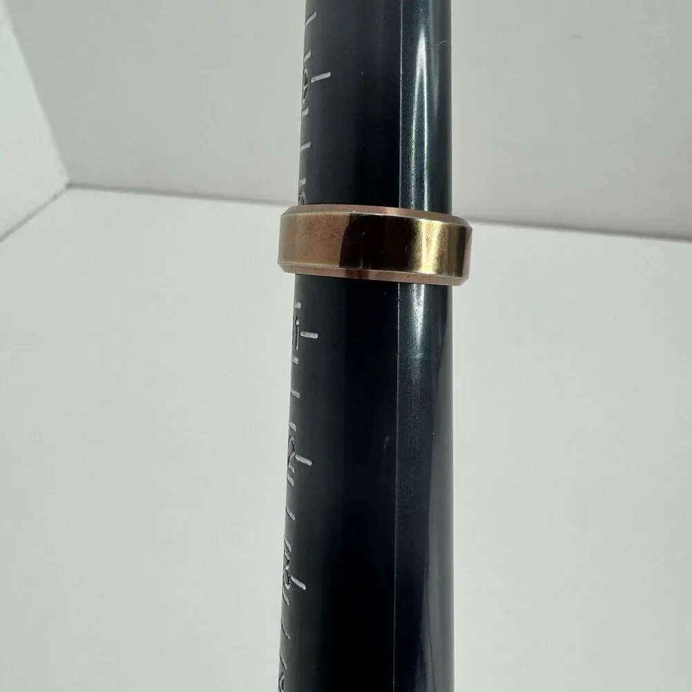 Men’s Ring Tungsten Link Sz 10.5 Inset Copper Bronze Brown Color Wedding
